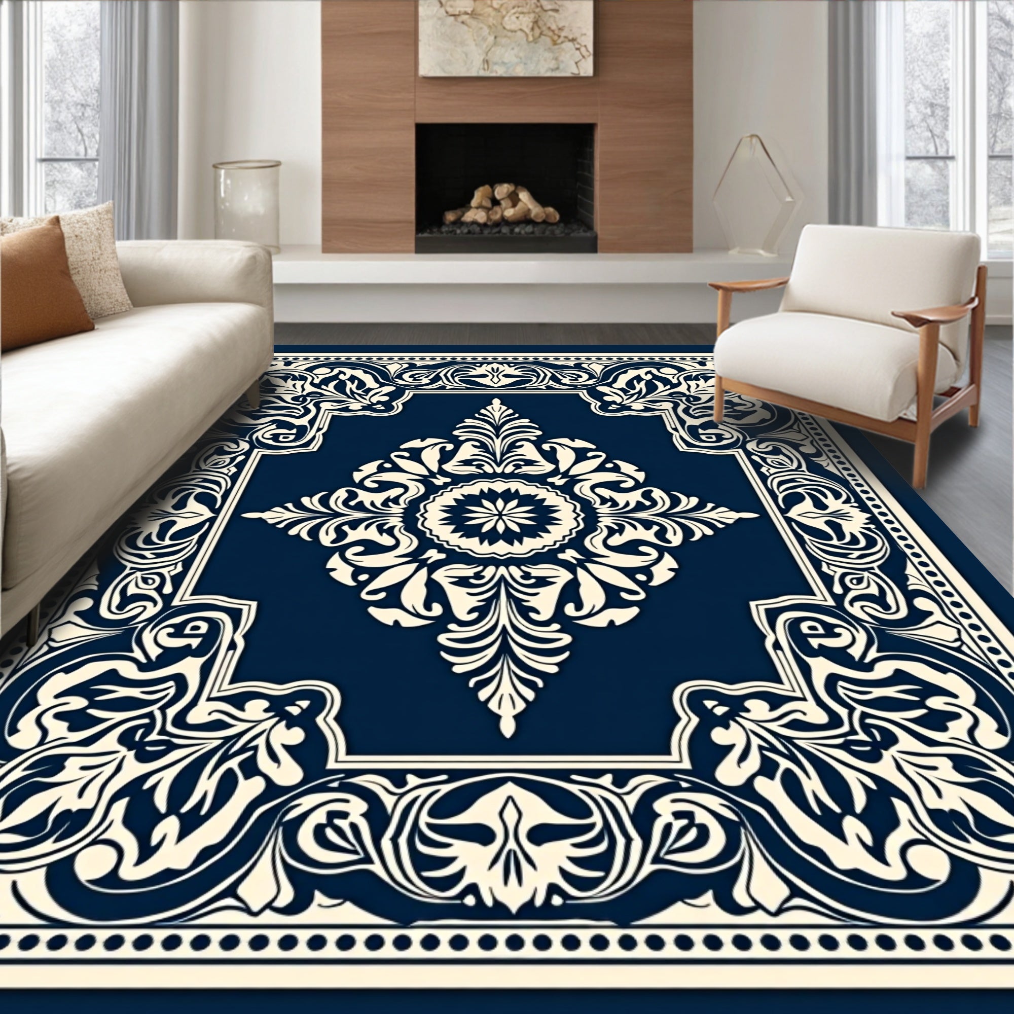 Classic Floral Acanthus Leaf Design Rug