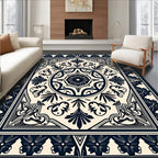 Intricate Floral Medallion Border Rug