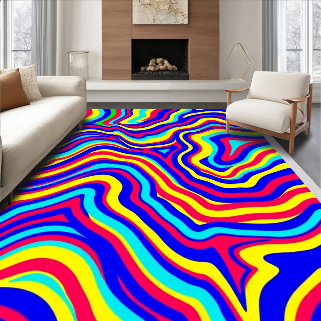 Vibrant Psychedelic Swirl Pattern Rug