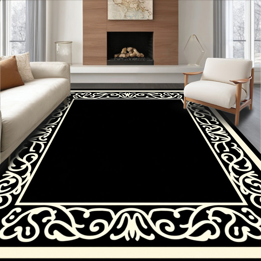 Elegant Flourish Border Rug Design Rug