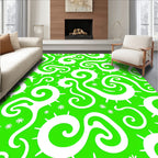 Bright Green Whimsical Swirls Rug