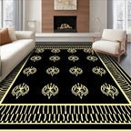 Black And Yellow Floral Pattern Rug