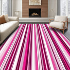 Pink Striped Modern Vertical Pattern Rug