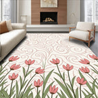 Whimsical Bloom And Swirl Pattern Rug