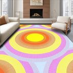 Retro Sunburst Rainbow Circular Pattern Rug