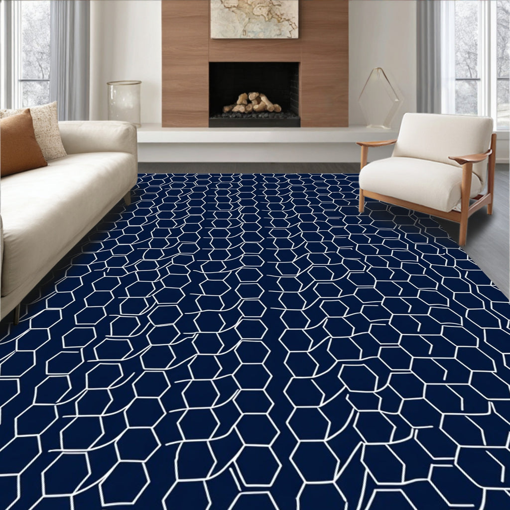 Wavy Honeycomb Geometric Design Rug