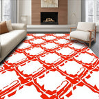 Bold Red Abstract Geometric Pattern Rug