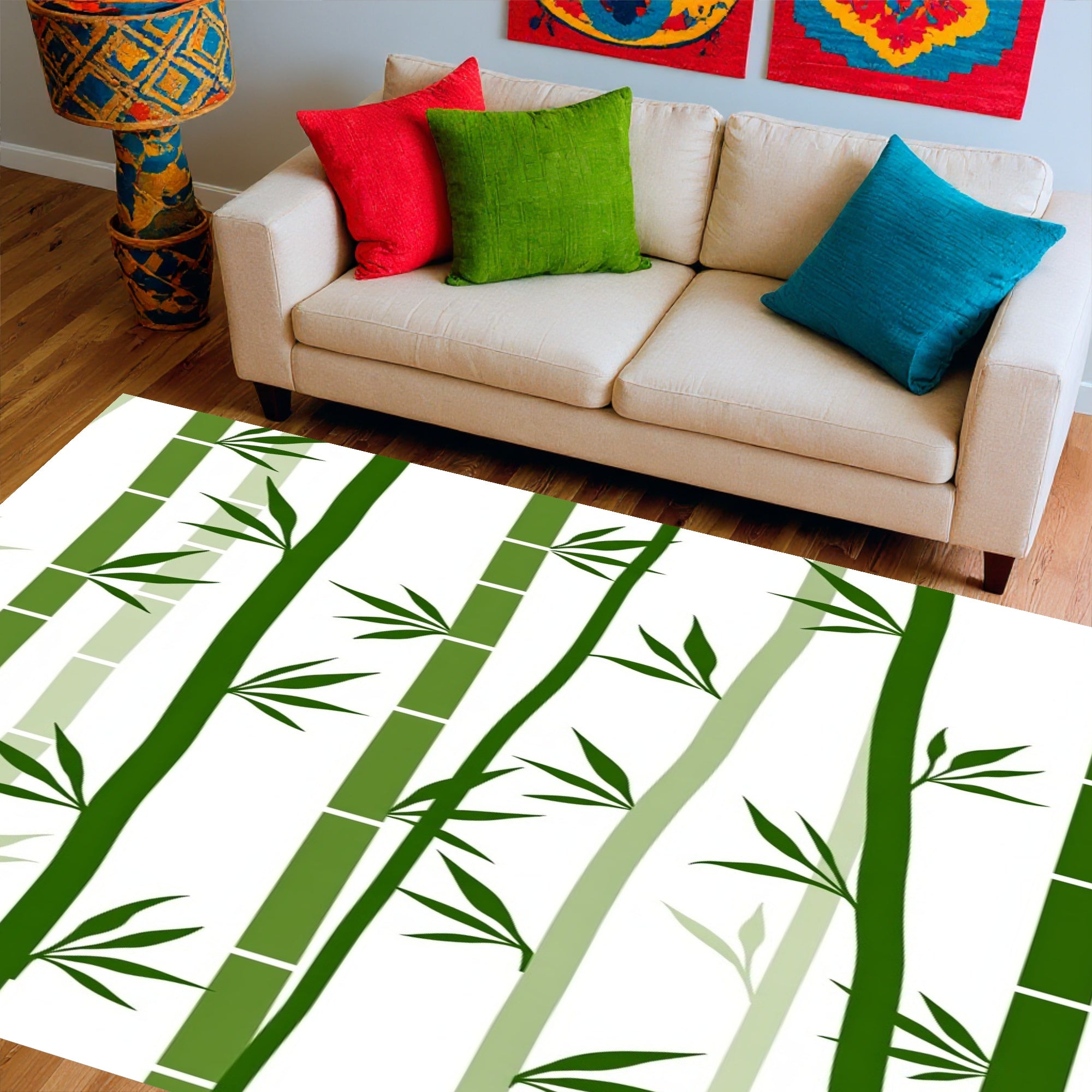 Verdant Bamboo Chic Pattern Rug