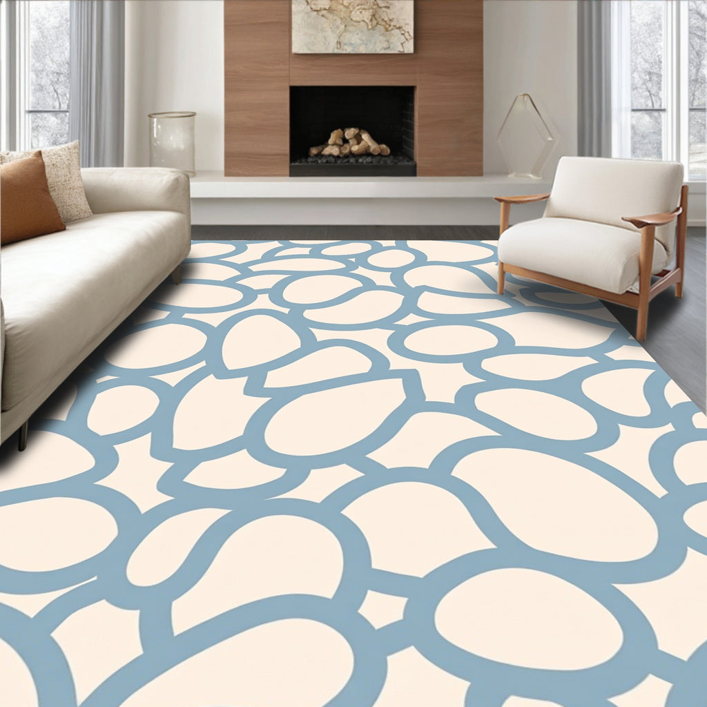 Organic Blue Pebble Pattern Rug