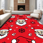 Cheerful Santa Claus Snowflakes Gift Red Rug