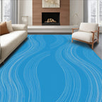 Blue Flowing Line Abstract Design Rug