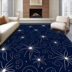 White Star Floral Swirls Pattern Rug