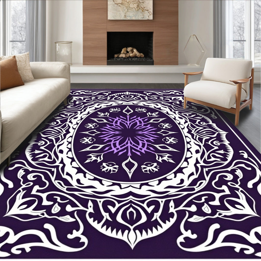 Ornate Violet And Orchid Mandala Pattern Rug