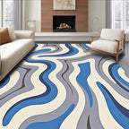 Blue Gray Wavy Abstract Rug