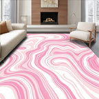 Sweet Pink Swirling Marble Pattern Rug