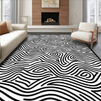 Abstract Black White Organic Lines Rug