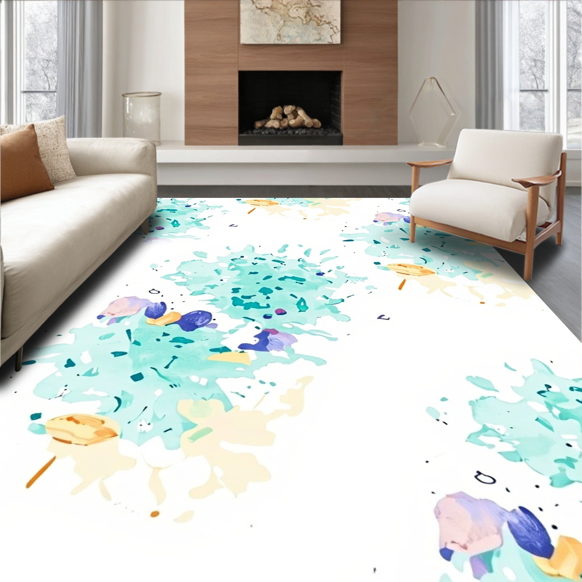 Abstract Splash Patterned Design Rug