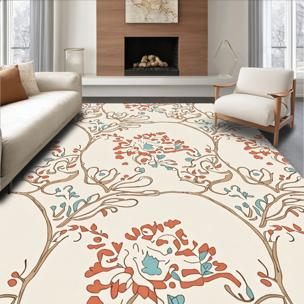 Art Nouveau Floral Vines Pattern Rug