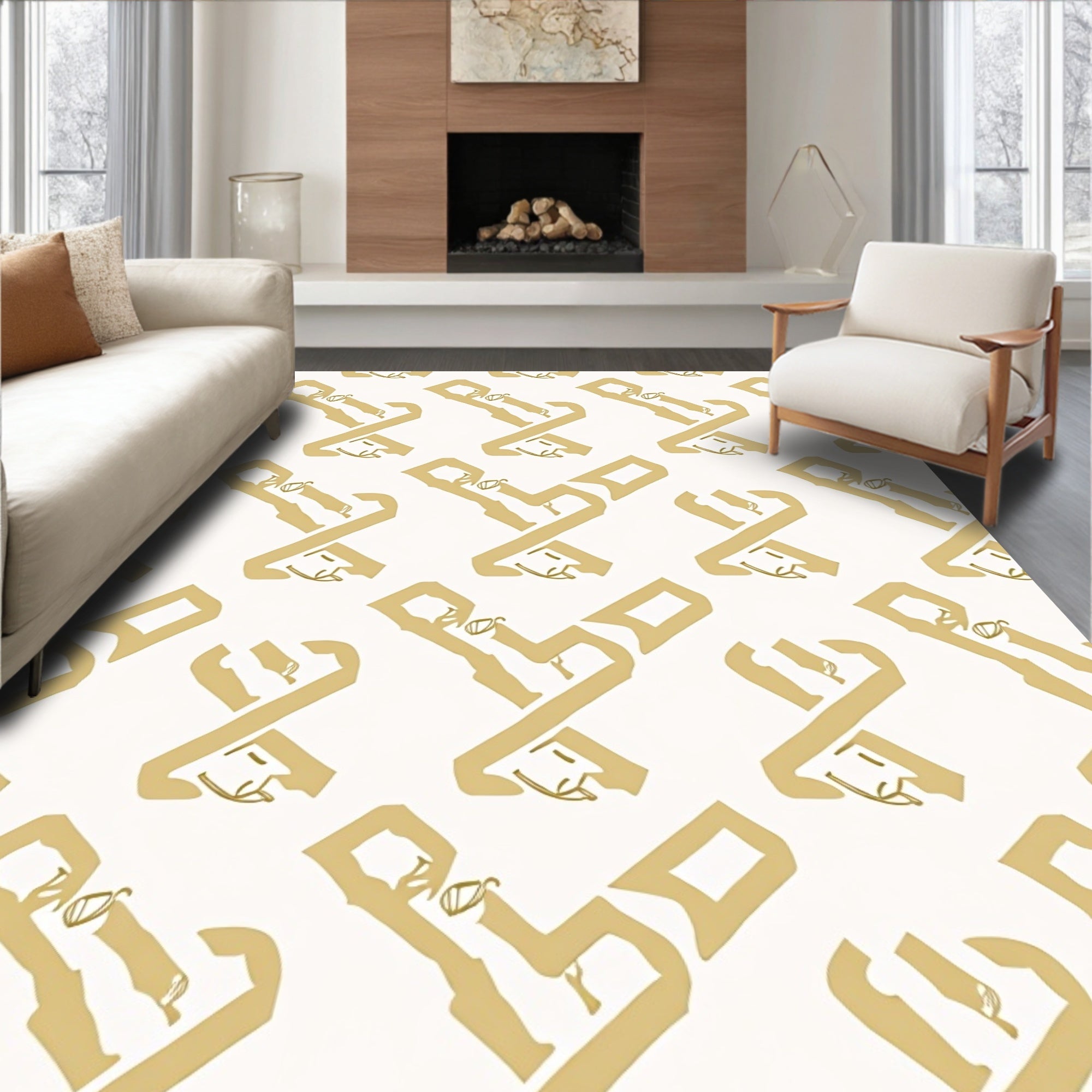 Golden Chain Moderne Patterned Rug