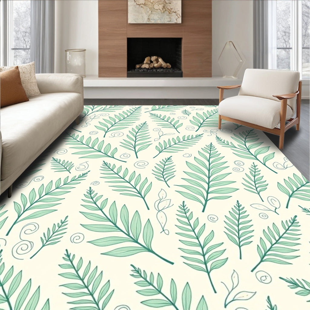 Green Leafy Vines Pattern Rug