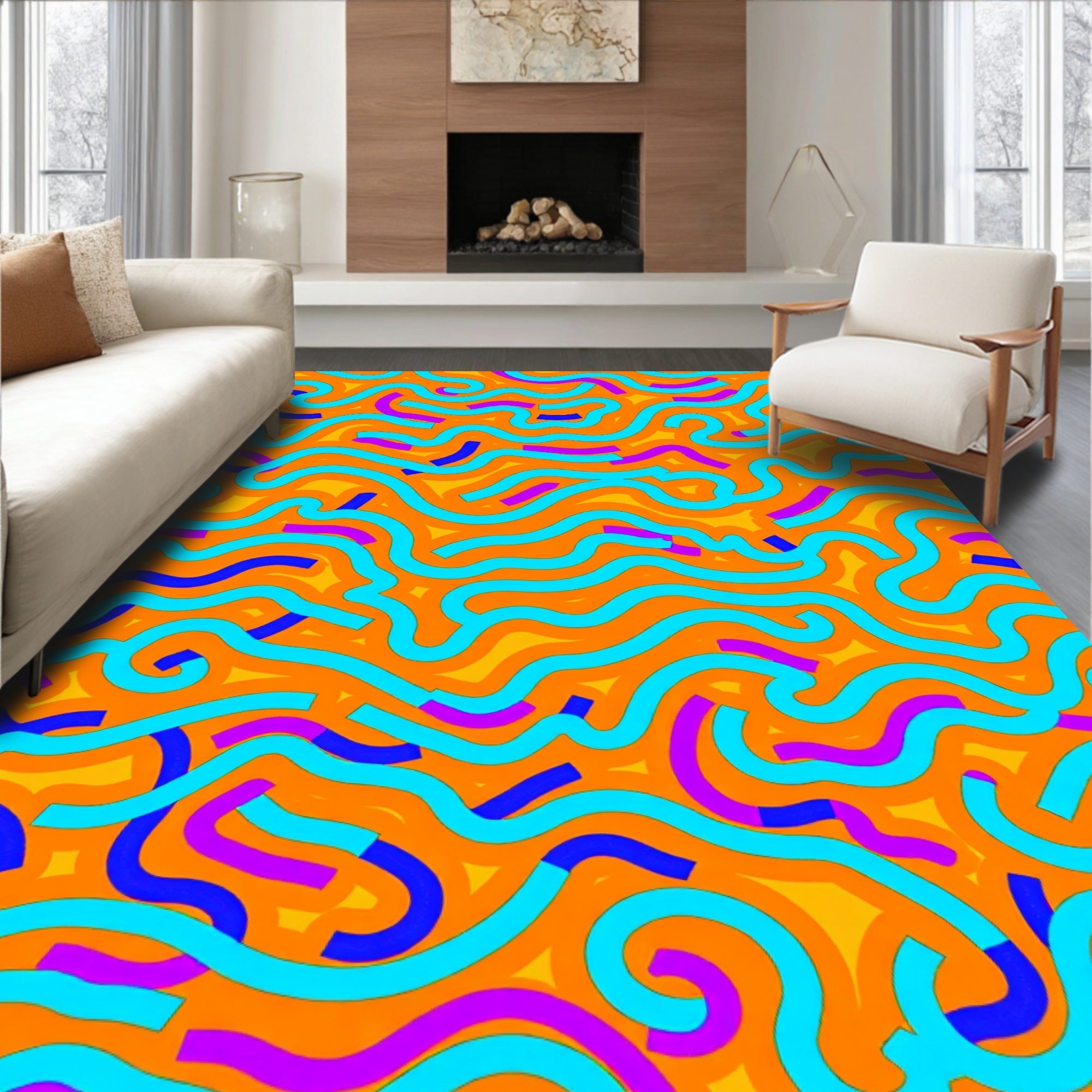 Retro Swirl Bold Pattern Rug
