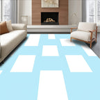 Simple Blue White Geometric Blocks Rug