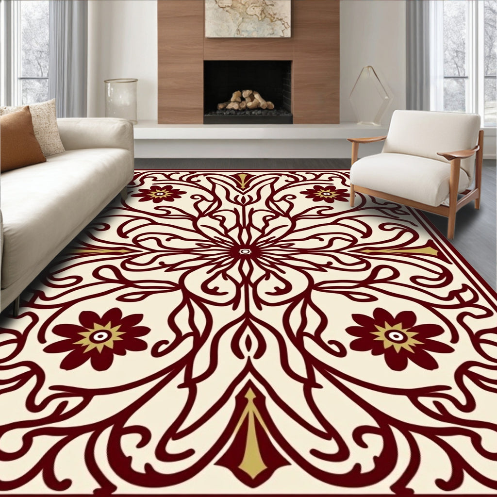 Ornate Floral Mandala Pattern Rug