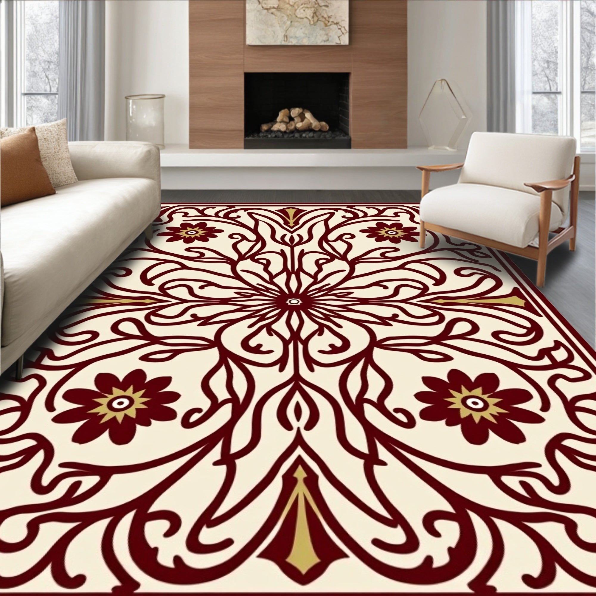 Ornate Floral Mandala Pattern Rug