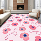 Pink Floral Swirl Pattern Art Rug