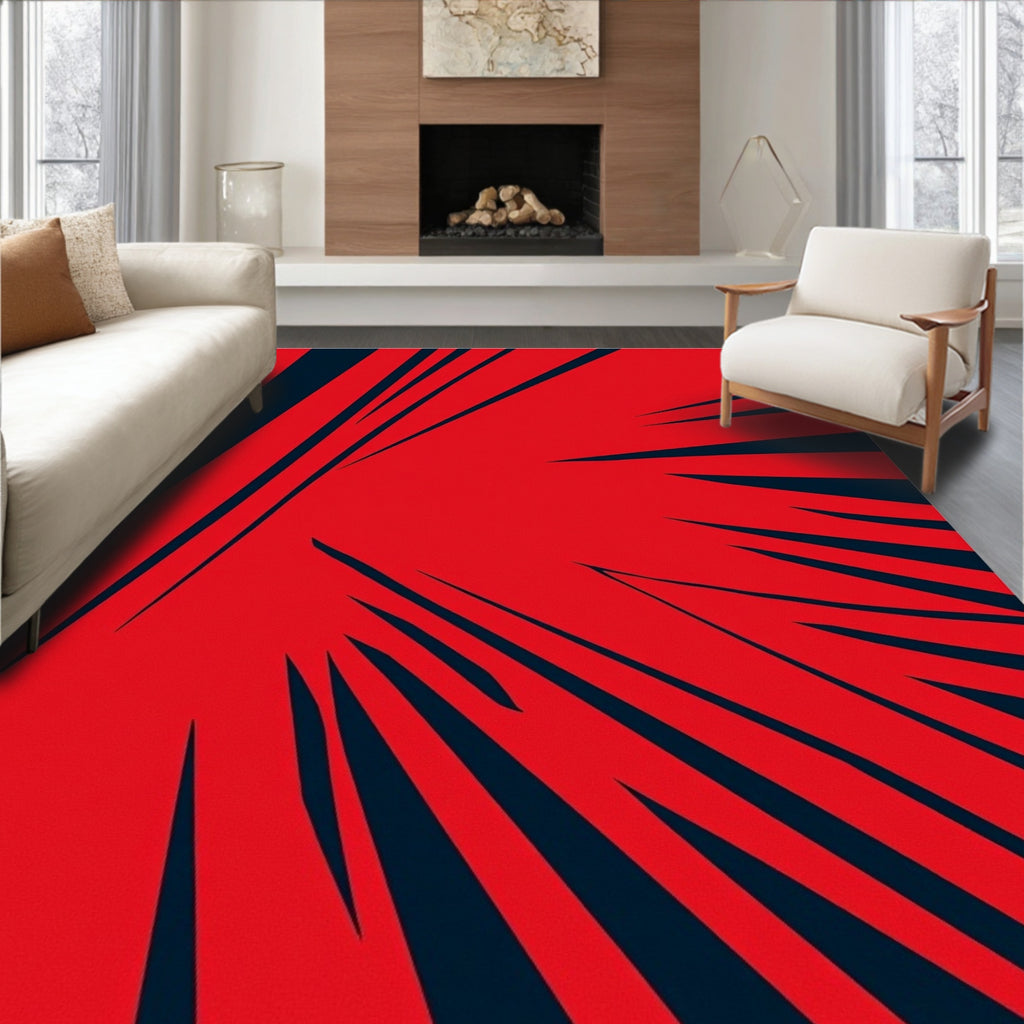 Bold Red Sharp Line Design Rug