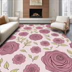 Rose Garden Pattern With Leaves Rug