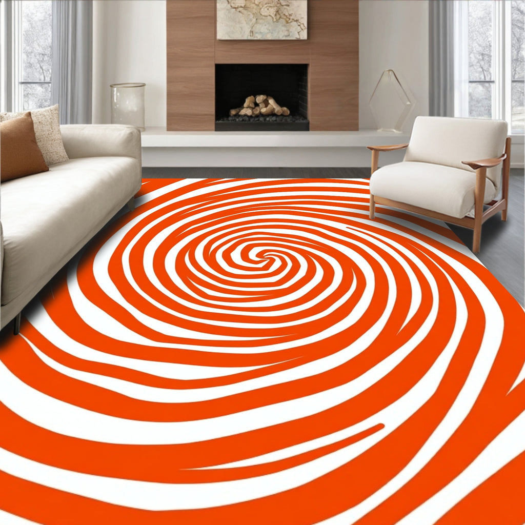 Retro Orange Swirl Pattern Rug