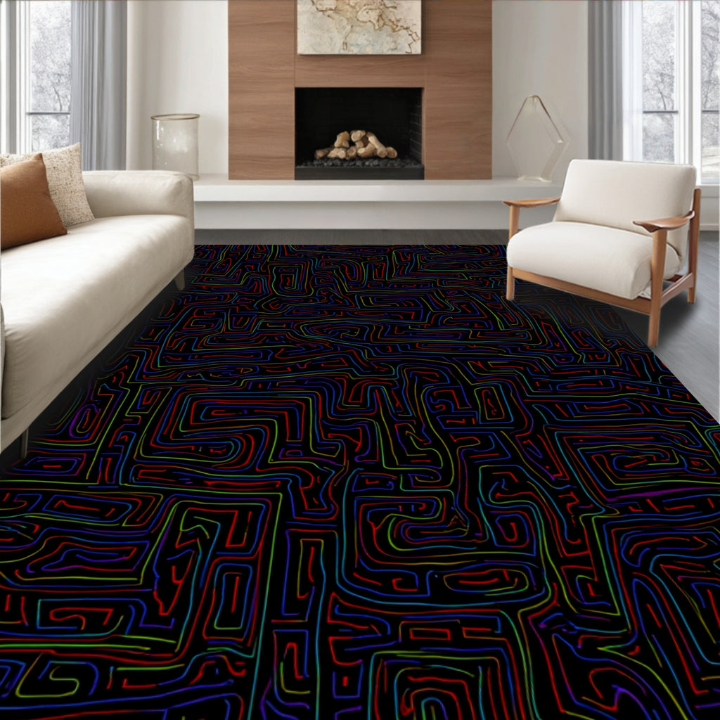 Colorful Maze Pattern Rug