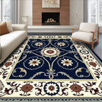 Classic Floral Swirls Navy Rug