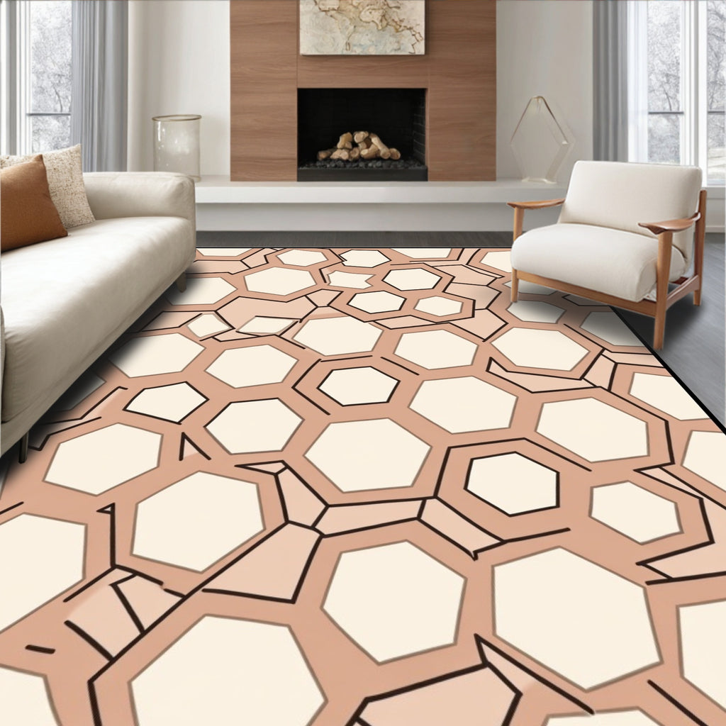 Geometric Honeycomb Pattern Design Rug