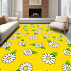 Sunny Yellow Daisy Floral Pattern Rug