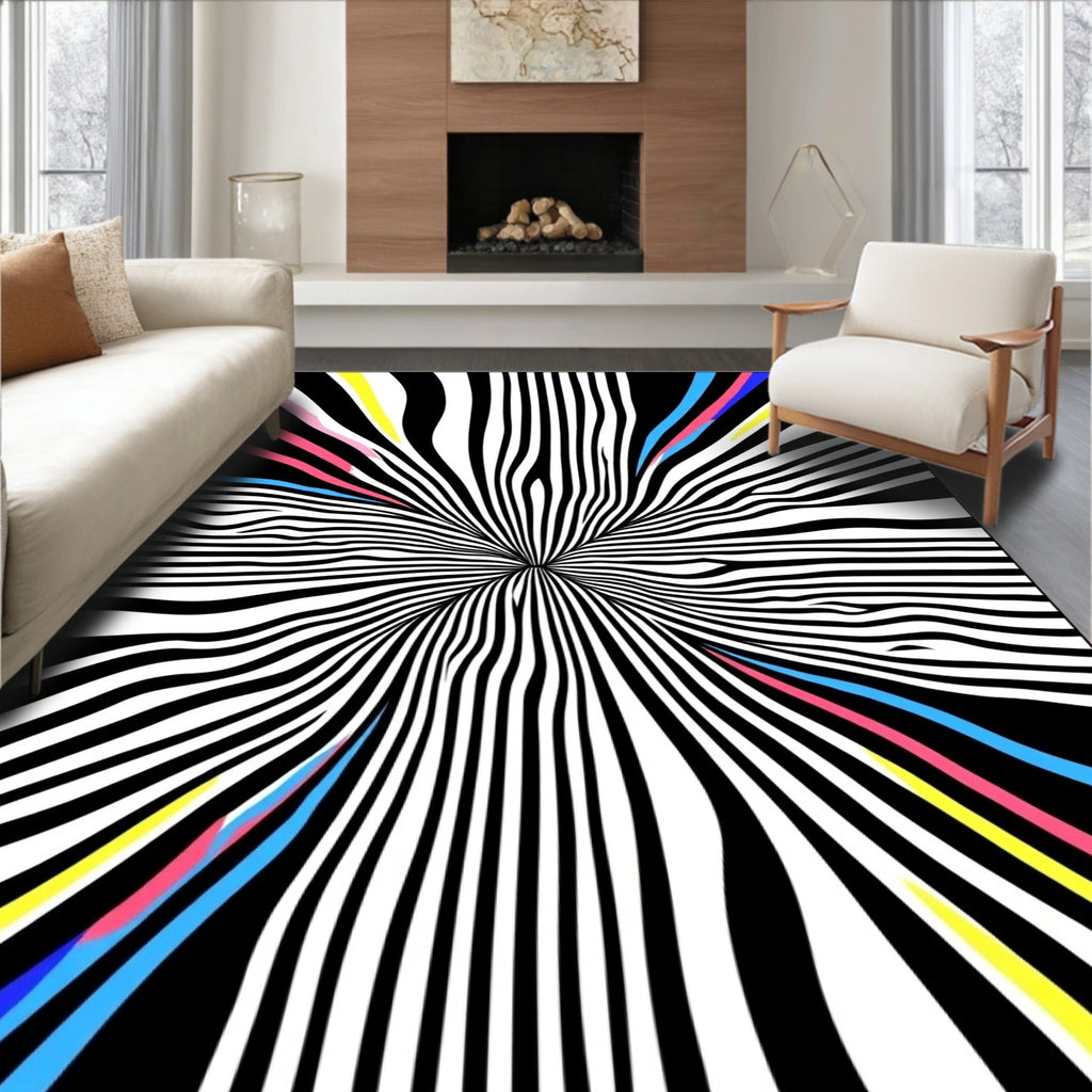 Vibrant Geometric Swirl Graphic Rug