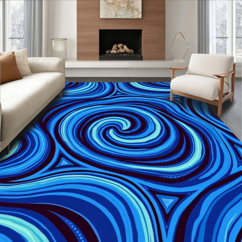 Abstract Swirl Wave Pattern Design Rug