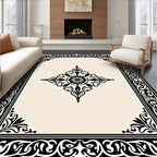 Classic Black and White Ornate Design Rug