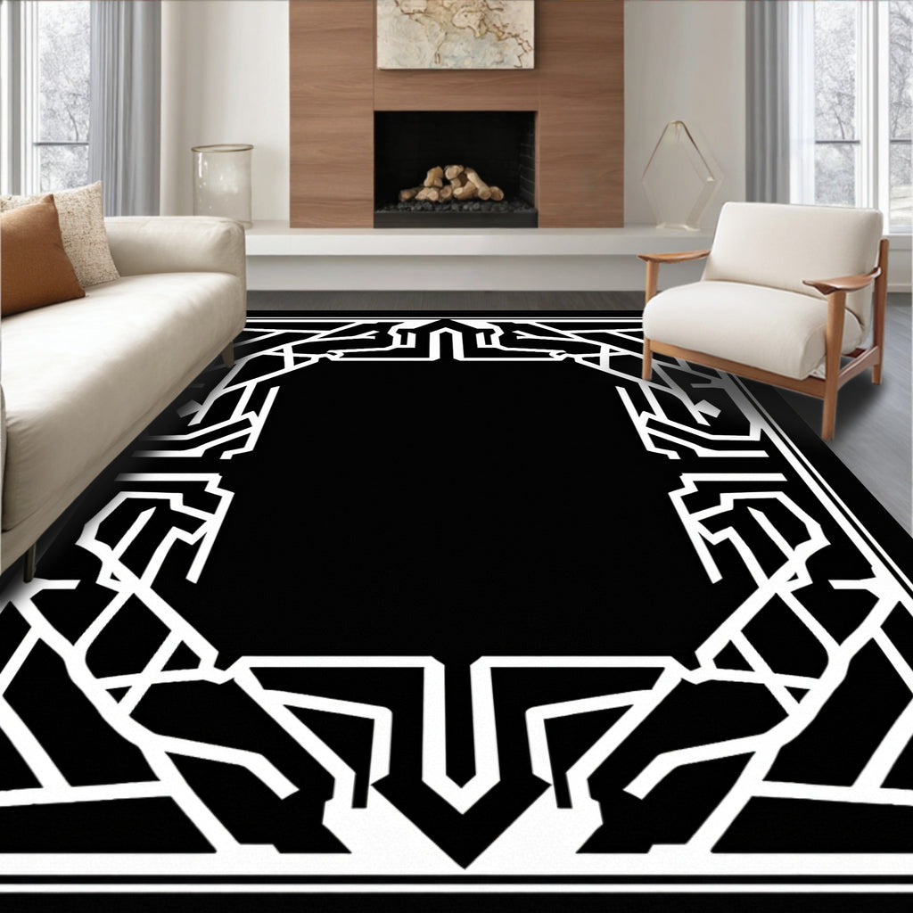 Geometric Abstract Linear Motif Design Rug