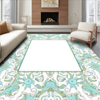 Nature Inspired Floral Scroll Pattern Rug