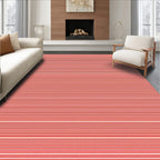 Bold Red White Striped Pattern Rug