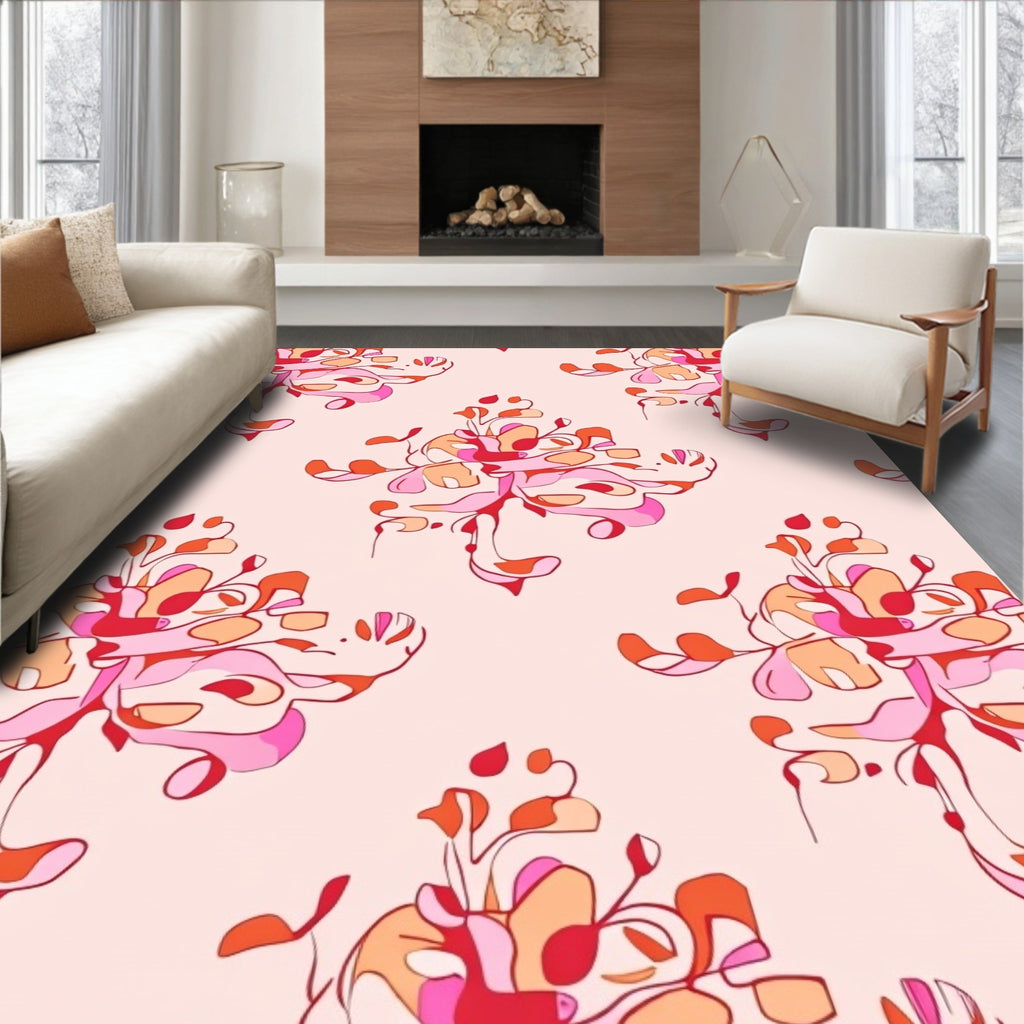 Abstract Floral Swirl Motif Design Rug