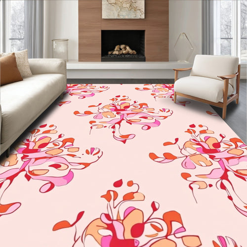 Abstract Floral Swirl Motif Design Rug