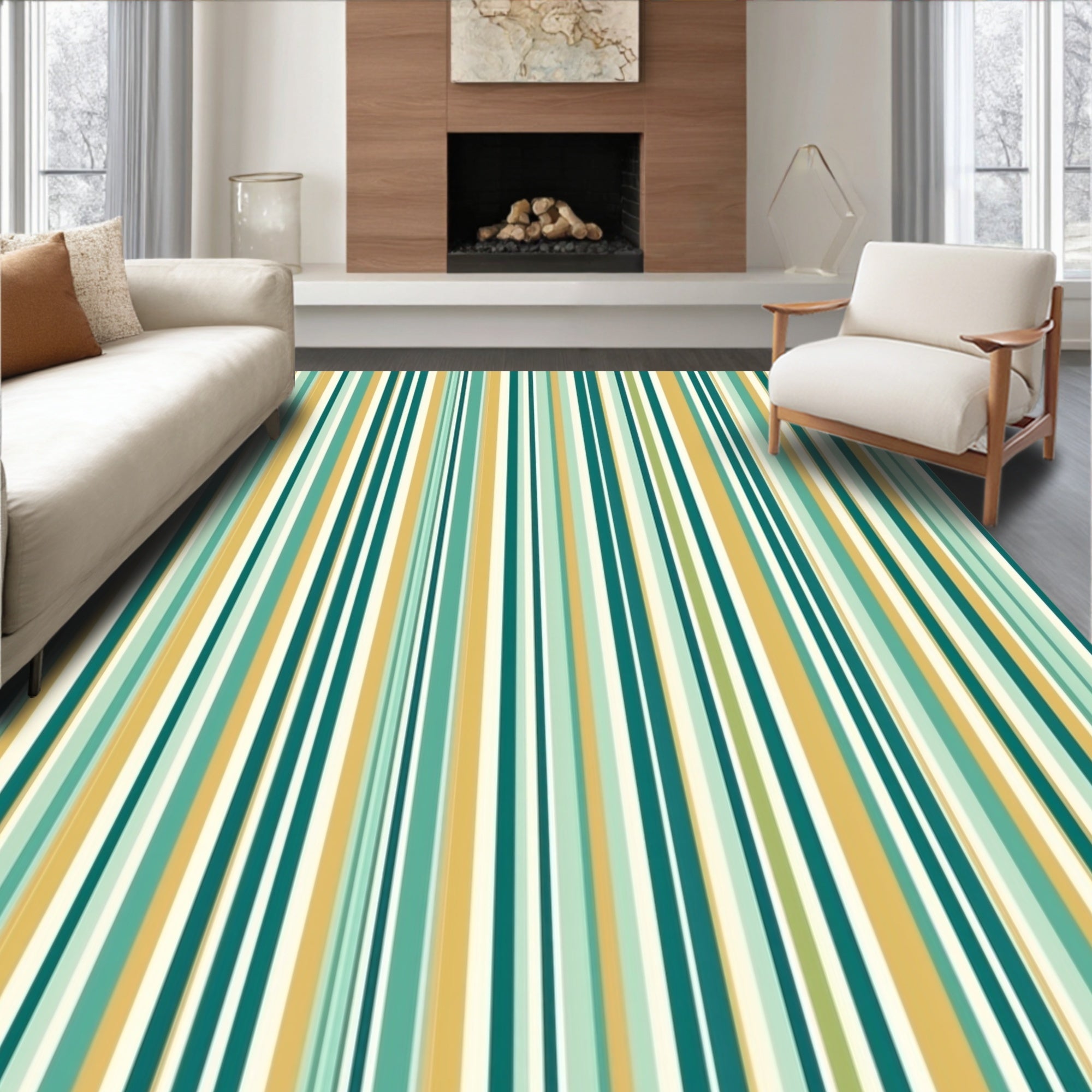 Striped Geometric Pattern Rug