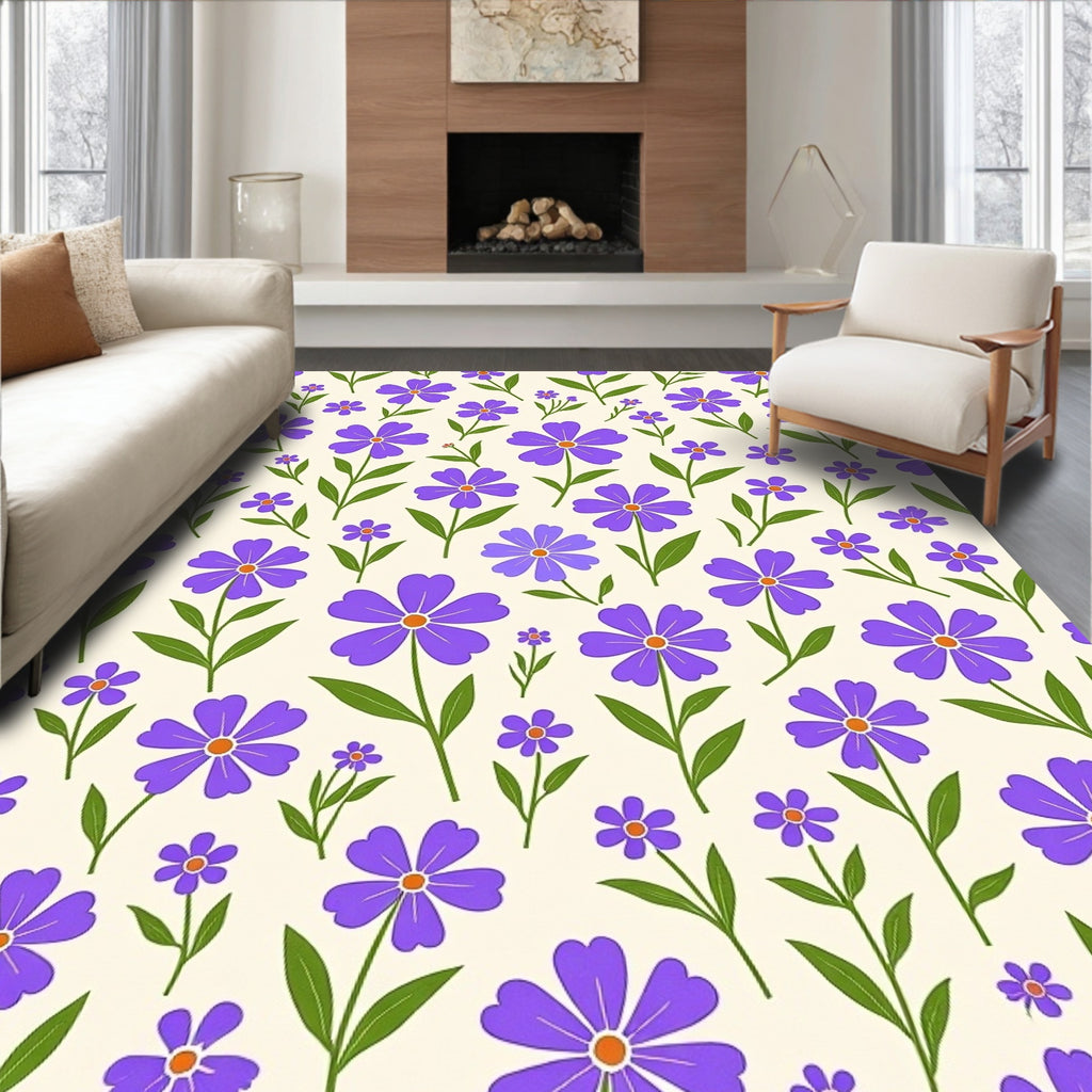 Retro Purple Floral Pattern Rug