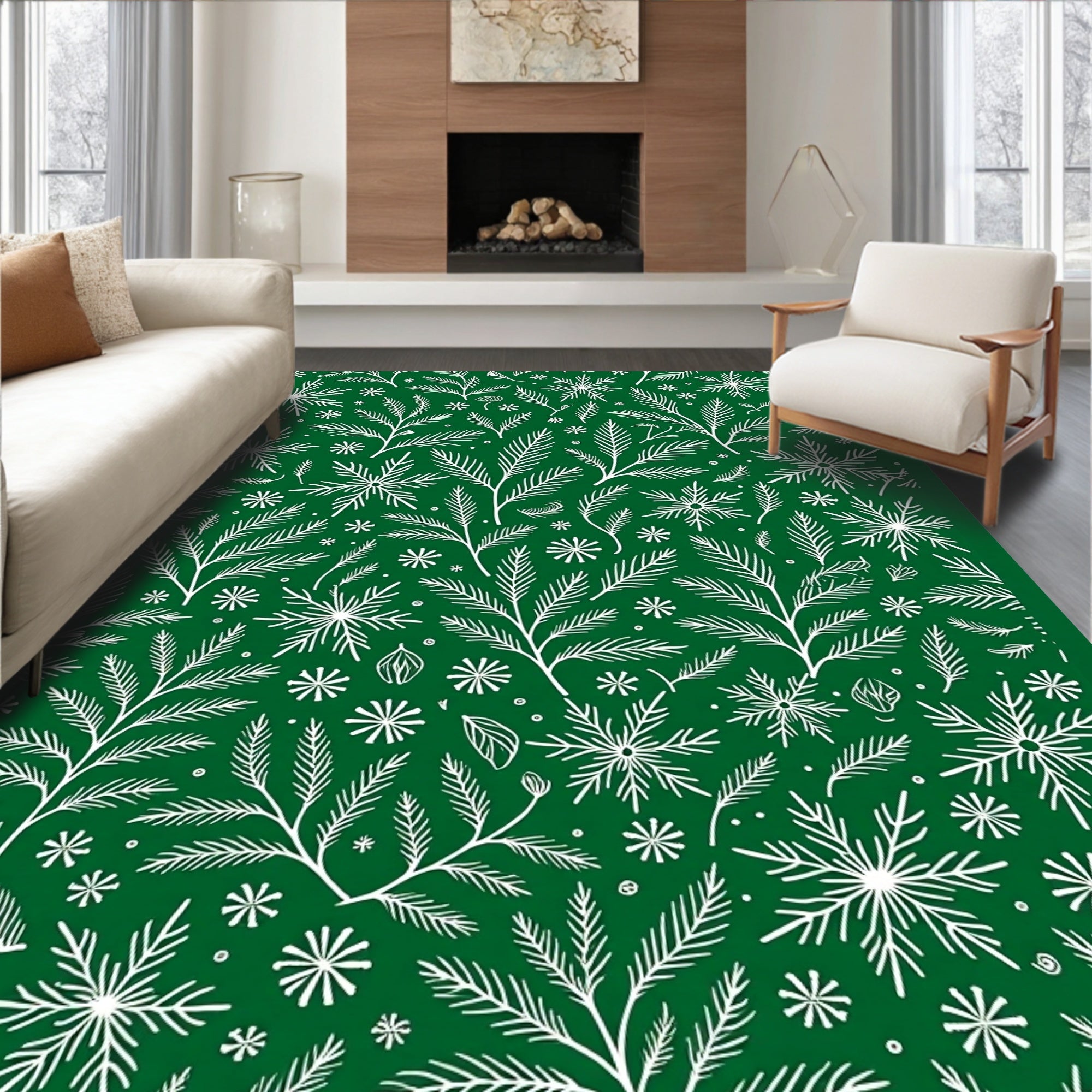Evergreen Forest Line Art Rug