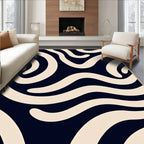 Cream Swirl Navy Abstract Rug