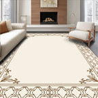 Elegant Brown Geometric Floral Borders Rug