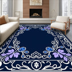 Floral Scrollwork Blue Lavender Accent Rug